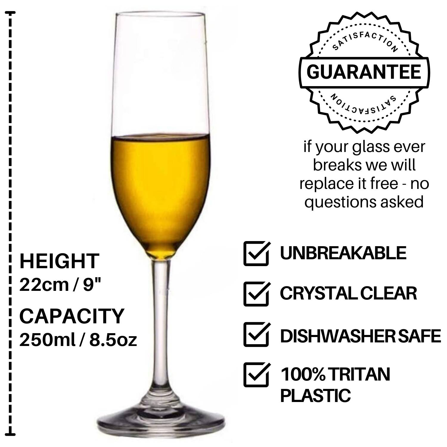 Plastic Champagne Flute dimensions and specifications