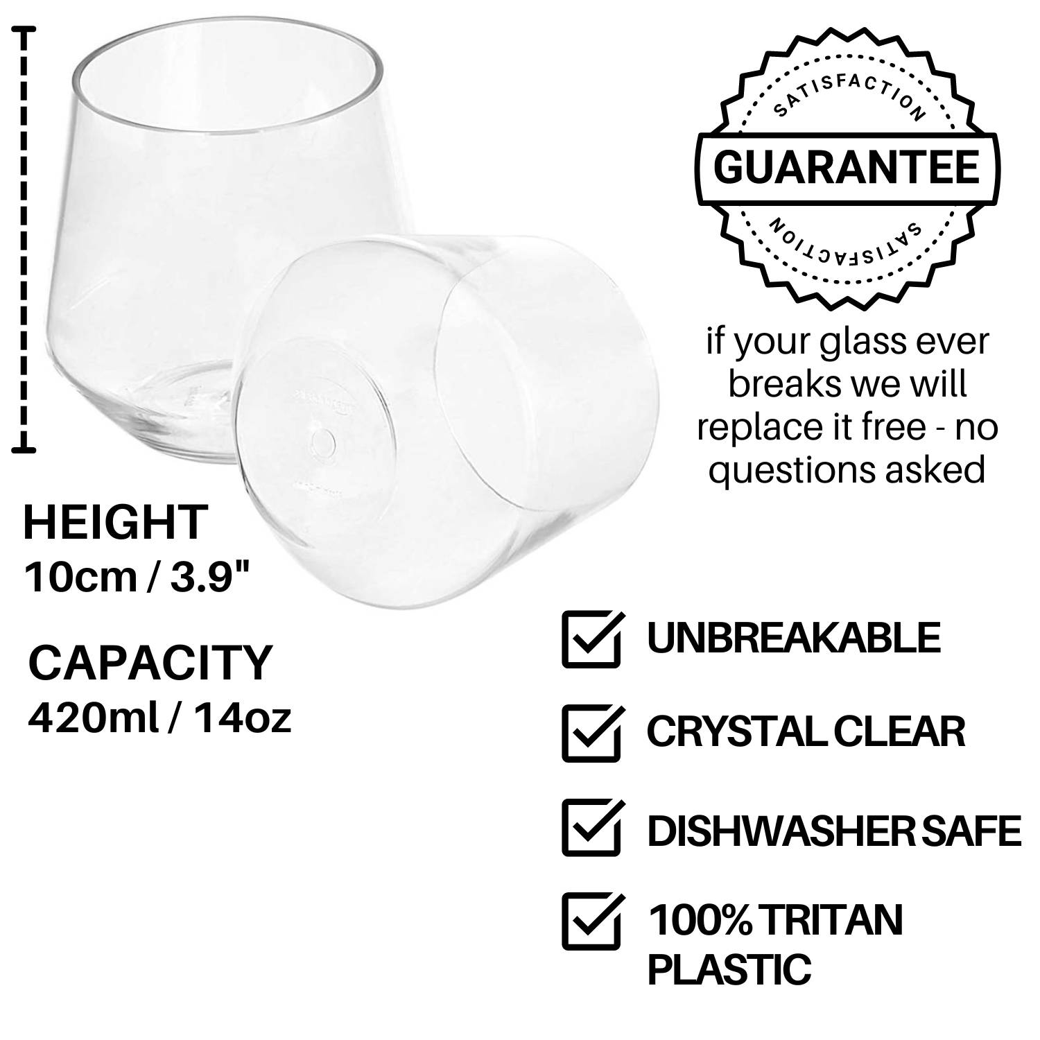 Plastic Whiskey Glass dimensions and specifications